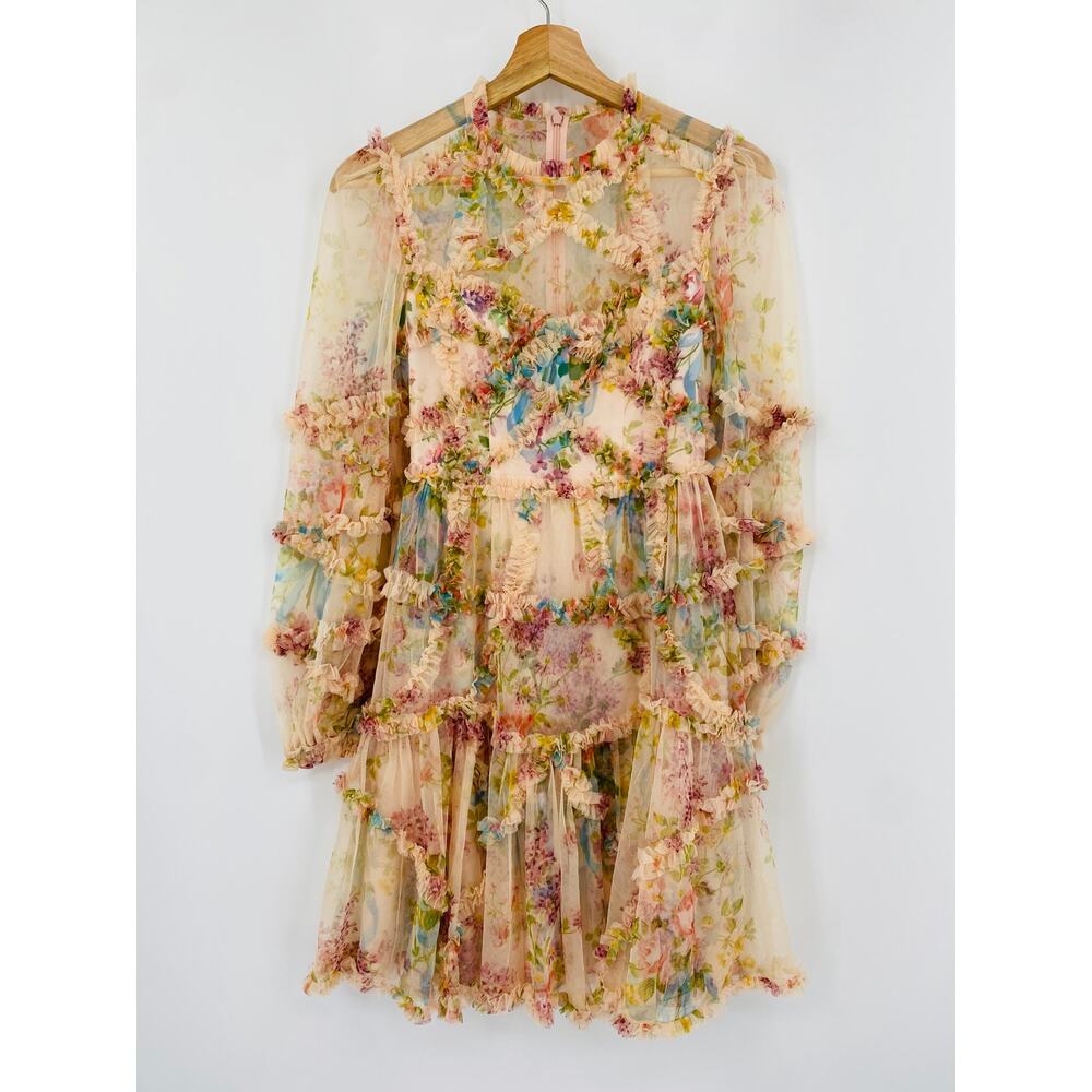 Needle & Thread Floral Diamond Ruffle Dress - Picture 4 of 8